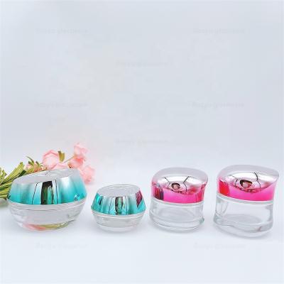 China Custom Skin Care Face Cream Packaging Facial Cream Jar Glass Set for sale