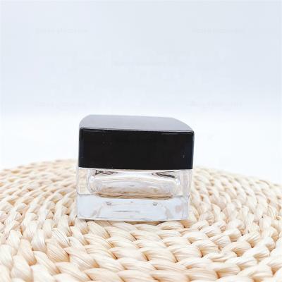 China 20ml Small Face Cream Container Square Face Cream Glass Jar With Lid for sale