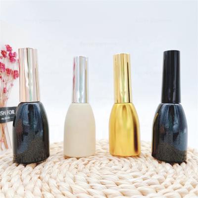 China Custom Black Empty OEM Nail Polish Oil Gel 15ml UV Gel Glass Bottle Nail Polish Glass Cosmetic Bottle With Brush Cap for sale