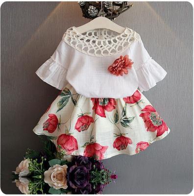 China New Eco-friendly Fashion Toddler Girls Clothing Set Summer Short Sleeve Skirt Set Clothing For Kids Girl for sale