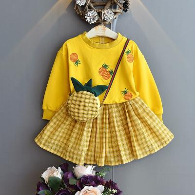 China Eco-Friendly Long Sleeve Skirt Set Party Girls Little Girls Dress Two Piece Sets Whit Bag for sale