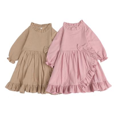 China Anti-wrinkle 1-6 years old little girl cotton dress smocked linen dress dresses spring summer casual dress for sale