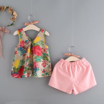 China Eco-Friendly Designer Hot Sale Summer Cute Sling Sleeveless Top Shorts Child Spring Clothing Sets 4 To 2 Years Old for sale