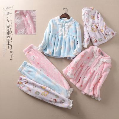 China Wholesale Thermal Cartoon Flannel Fleece Kids Pajamas 3pcs Pj Warm Kids Pajamas Set for sale