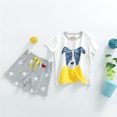 China Eco-friendly Hot Sale 100% Cotton Kids Summer Sleepwear Clothing T-shirt Shorts Kids Pajama Set Eco-friendly for sale