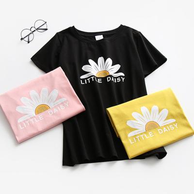 China High quality kawaii anti-shrink breathable short clothes child shirt sleeve print girl boutique t-shirt multicolor for sale