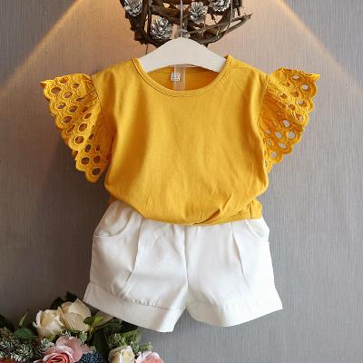 China Cotton /polyester t-shirt with shorts pants kids clothing set wholesale girls 2021 for sale