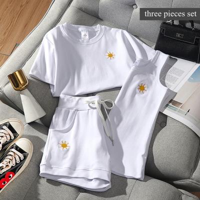 China Wholesale Casual Kids Clothing Girls Boutique Shorts Sleeve T-shirt Shorts Invest 3 Pcs Girls Clothing Sets for sale