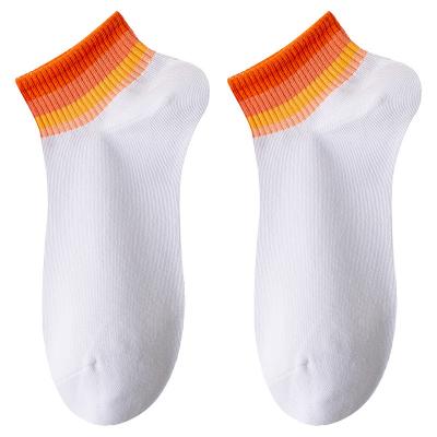 China YS-L2207 Anti-Fault Rainbow Women Lady Ankle Crew Solid White Sox Socks for sale