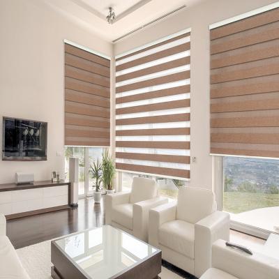 China Professional High-Tech Motorized UV Protection Blackout Double Layer Window Zebra Blinds Shade for sale