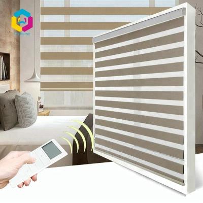 China UV Protection Zebra Remote Control Electric Motorized Cordless Blinds for sale