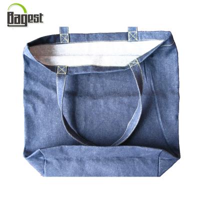 China Soft Washed Handled Denim Lattice Shopping Tote Bag for sale