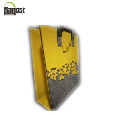 China Qingdao NATIONAL Gray / Charcoal Storage Customized Tote Purse Shopping Carrier Felt Bags With Printing / Laser Logo for sale