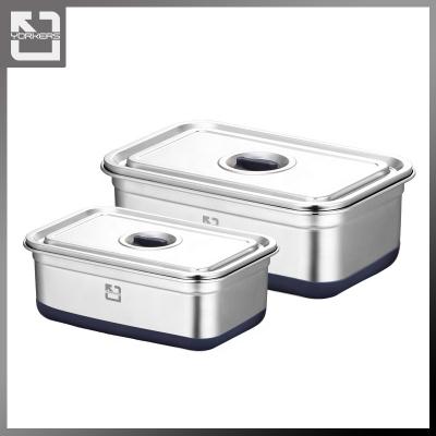 China Freshness Preservation 304 Stainless Steel Rectangular Food Storage Container - Pure Steel Airtight Storage and Food Containers Set Bento Box Lunch Boxes for sale