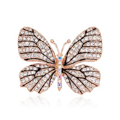 China Hot Selling Hip Hop High Fashion Butterfly Full Diamond Brooch Brooch Factory Wholesale Brooch For Wedding for sale