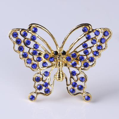 China Hip Hop Diamond-Encrusted Butterfly Brooch Fashion Corsage With Rhinestone Butterfly Pin Brooches for sale