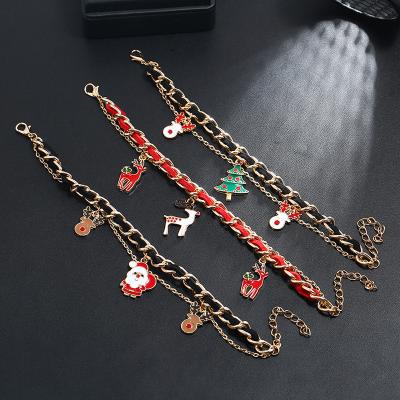 China Hot Selling Santa Claus Multilayer Bracelet Factory Direct Elk Sales New Holiday Christmas New Bracelets for sale