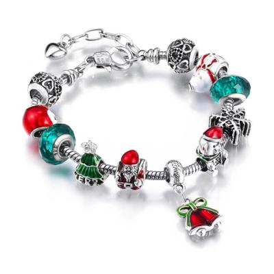 China Santa Claus Crystal Bell Christmas Electroplating Oil Bracelet Holiday New Fashion Drip Bracelet for sale