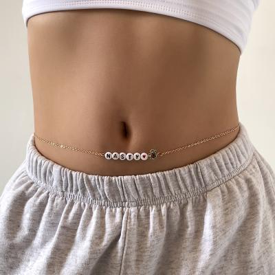 China Simple Waist Chain BOHEMIA Central Institute of Statistics BOHEMIA Metal Wind Letter-Chain Fashion Holiday Style Flower Body Chain Female Jewelry for sale