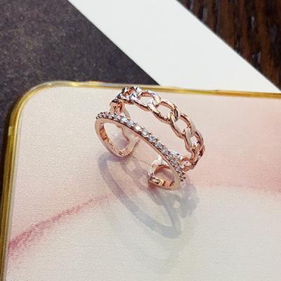 China Eternity Band Rings Wild Exaggerated Ring Female Fashion Jewelry Ring Double Temperament Double Twist Wild Korean Ring for sale