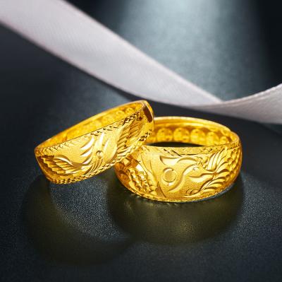 China Eternity Band Rings Unique Gold Plated Wedding Ring Jewelry Dragon And Phoenix Shape Creative Luxury Fashion Couple for sale