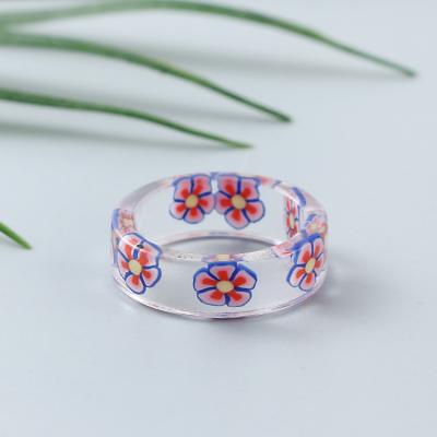 China Creative Personality Summer Fruit Flower Butterfly New Color Cute Resin Acrylic Resin Ring For Women for sale