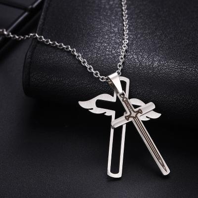 China CLASSIC high fashion I can't breathe wings two in one pendant necklace from Wholesale Factory Price cross titanium necklace manufacturer for sale