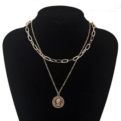 China Vintage Niche 18K Gold Plated Jewelry Multilayer Necklace Simple Temperament Clavicle Chain Necklace for sale