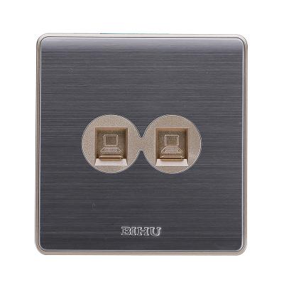 China New style stainless steel panel 2 band rj45 data wall residential/general purpose computer socket for sale