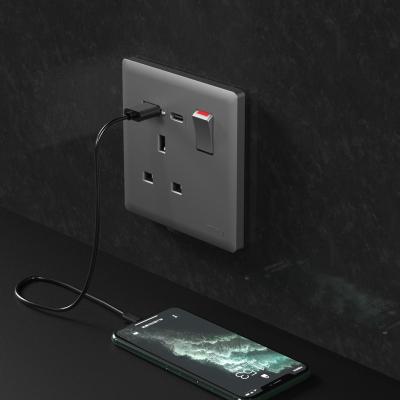 China Residential 13A / General Purpose UK Standard Single Socket With Switch Color Customize Wall Mount USB Socket for sale