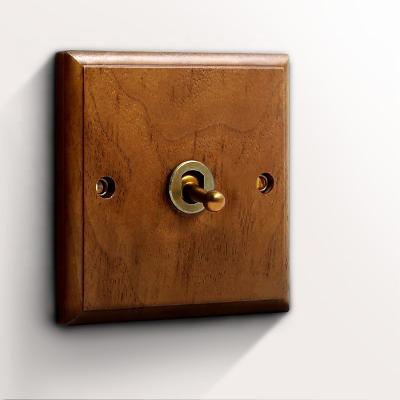 China Real Vintage Real Wood Wooden Panel Cover Wooden Frame Wall Rocker 1gang Lamp Switch for sale