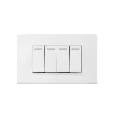 China Hot Sale 110V 220V Wall Switch 4 Head Light Home Light Switch Panel For Home for sale