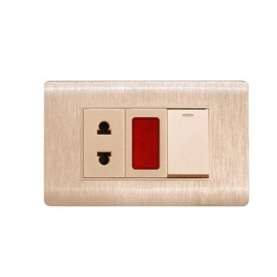 China Hot Sale USA Vietnam Residential/General Purpose Market Type 16A 2 Pin Wall Socket Golden Color Electrical Outlets and Sockets for sale