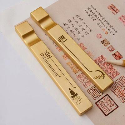 China China high-grade pure copper paperweight brush holder metal ruler creative multifunctional antique calligraphy pressing paper notching for sale