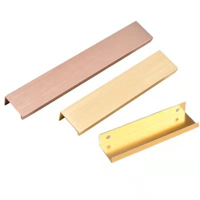 China Sterilization New Design Furniture Handles Door Invisible Gold Aluminum Wardrobe Cabinet Handle for sale