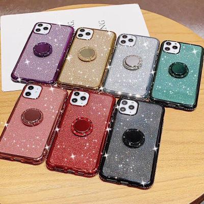 China TPU+PC For iPhone 13 Diamond Jeweled Holder Phone Case Glitter Paper Ring Soft TPU Back Case For iPhone 13 pro 12 max pro for sale