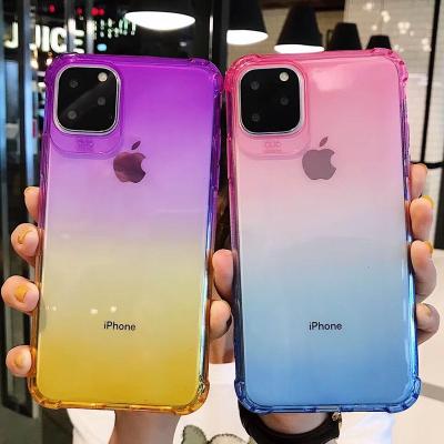 China TPU+PC For iPhone 13 Pro Max Case Rainbow Gradient Case Shockproof Edge TPU Soft Phone Case For iPhone 12 13 Pro Max for sale