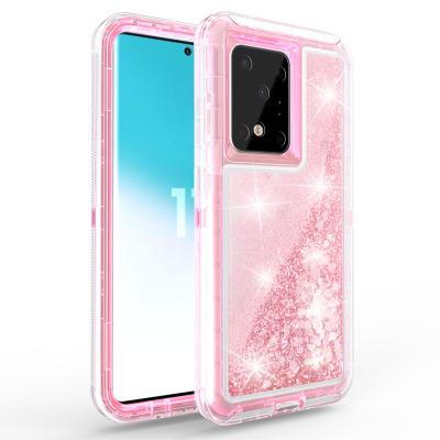 China 2020 Luxury Liquid TPU+PC Quicksand Shockproof Phone Case For Samsung s22 Case Glitter 3 In 1 For Samsung S22 Plus Glitter Case for sale