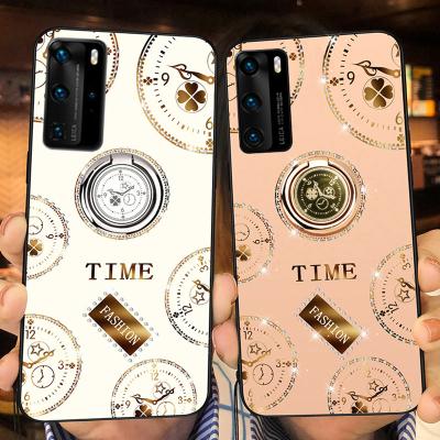 China TPU+PC for Huawei P50 lite P50 pro case funda cover silicone TPU ring edge shockproof acrylic diamond soft magnetic timer hard funda for sale