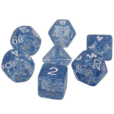 China Polyhedral Dies Set D4-D20 Glitter Resin Dice Universe 7pcs High Quality Galaxy Dice Set For DnD RPG Tabletop Games for sale