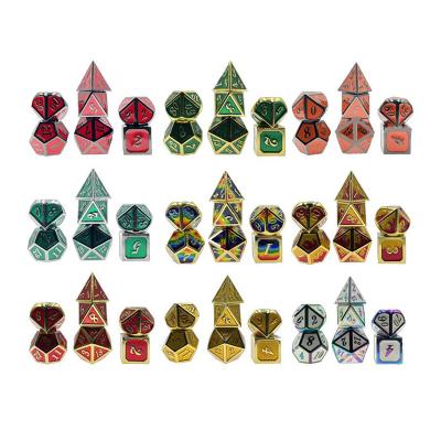 China Polyhedral Dice Set 7pcs Spot Metal Dice Zinc Alloy Dungeon and Dragon Metal Dice Solid Copper Set for RPG for sale