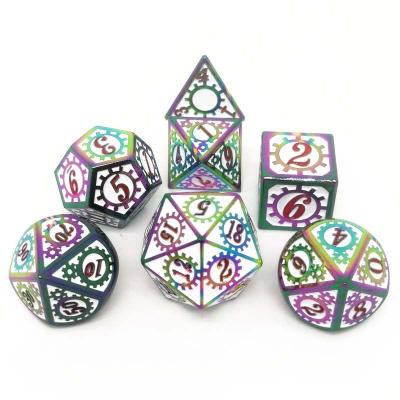 China Polyhedral Dice Set Dice Metal Wind 7pcs Custom RPG Dies New DND Mechanical Polyhedron Metal Board Game for sale