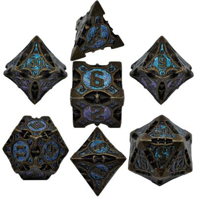 China Polyhedral dies set metal 7pcs custom dies glitter edge metal dnd mtg polyhedral dies set 7pcs for sale