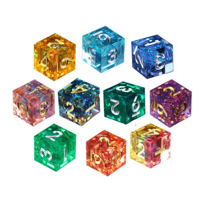 China Environmental Friendly Dnd RPG Board Game Epoxy Resin Crystal 6 Sided Dice 16mm For Party For DND DIES for sale