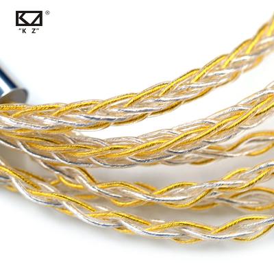 China For Wholesale KZ Silver Mixed Gold Plated Detachable Earphone Cable In Ear Monitor Wire Earphone Rise Cable for sale