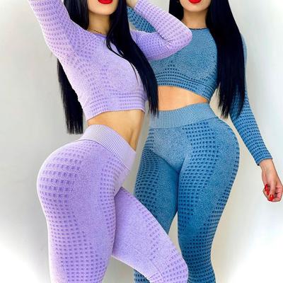 China Sports Suit Women Clothes Set Sustainable Tight Shirts Fitness Pants New 2 Piece Clothing Set for sale