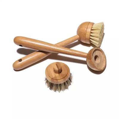 China Eco-Friendly Cleaning Bamboo Dish Brush Sisal Wood Palm Dish Cleaning Brush for sale