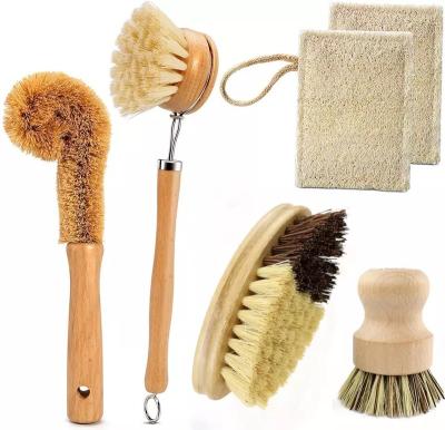 China Viable. Eco-friendly Natural Wood Reusable Sisal Brush Dish Washing Dish Brush Zero Waste Dish Brush Bamboo for sale