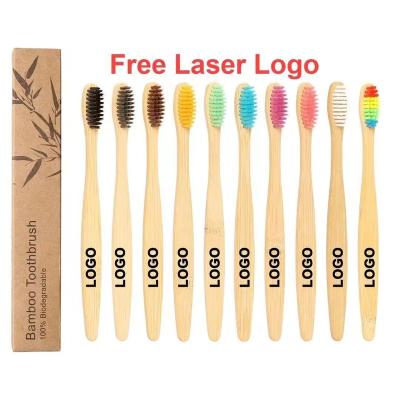 China Disposable Custom Logo Bamboo Toothbrush With Wooden Toothbrush Holder Kids Brush for sale