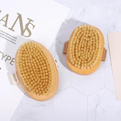 China Disposable Private Label Dry Skin Bath Brush Natural Wooden Body Dry Brush For Cellulite Exfoliating Dry Body Brush for sale